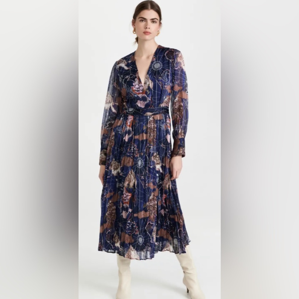 Scotch & Soda Printed Midi Shirt Dress Size S | NWT map print stylish work date